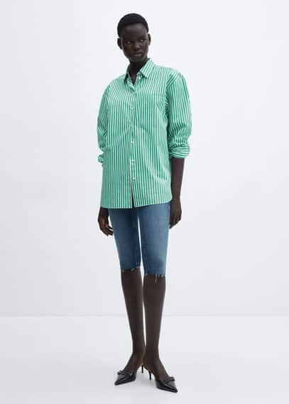 Shop Mango Pocket Oversize Shirt Green