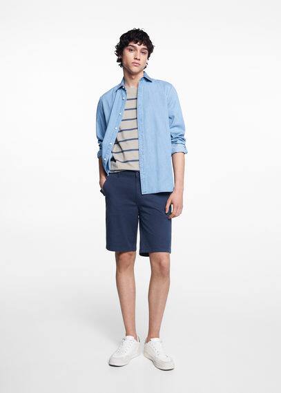 Bermuda slim-fit coton