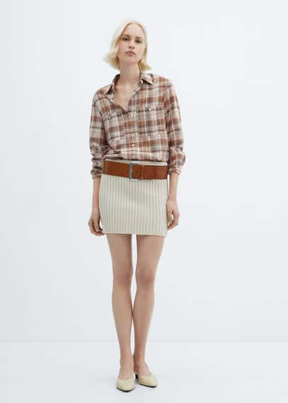 Mango Chest-pocket Check Shirt Brown