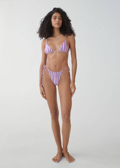 Mango Culotte Bikini Rayures In Lilas