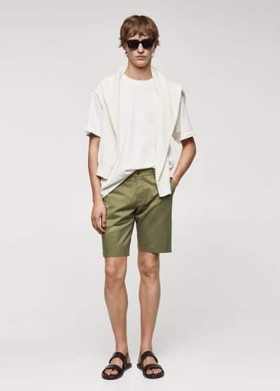 Bermuda slim-fit chino coton