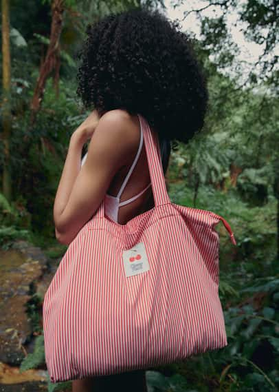 Shop Mango Striped Shopper Bag Red