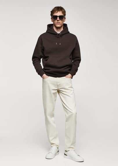 Cotton kangaroo-hooded sweatshirt chocolate