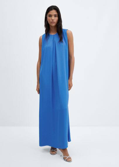 Mango Cut-out Detail Dress Blue