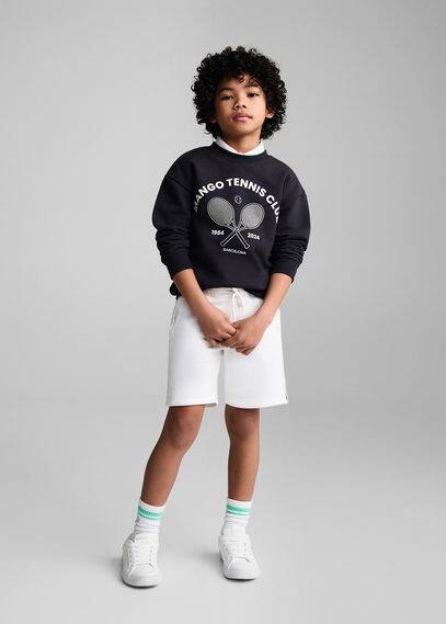 Mango Kids' Printed Message Sweatshirt Dark Navy