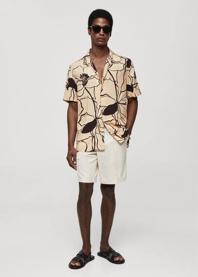 Mango Regular Fit Printed Shirt Off White