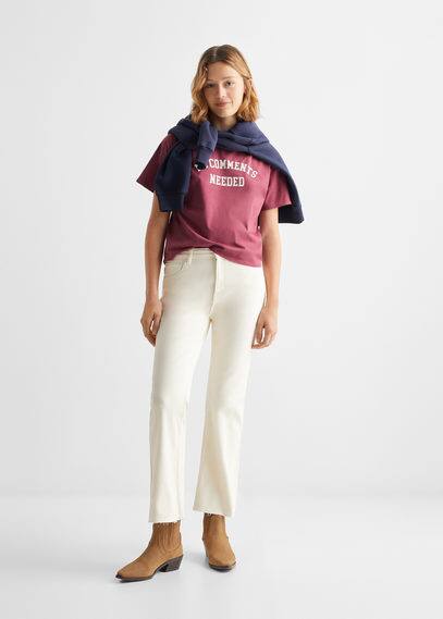 Mango Message Crop T-shirt Maroon