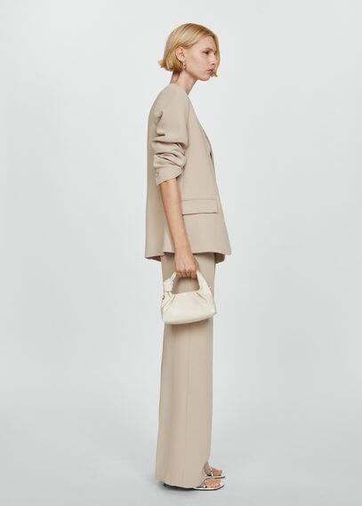 Shop Mango High-rise Wideleg Trousers Light/pastel Grey In Light,pastel Grey