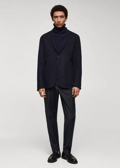 Shop Mango Wool Handmade Blazer Dark Navy