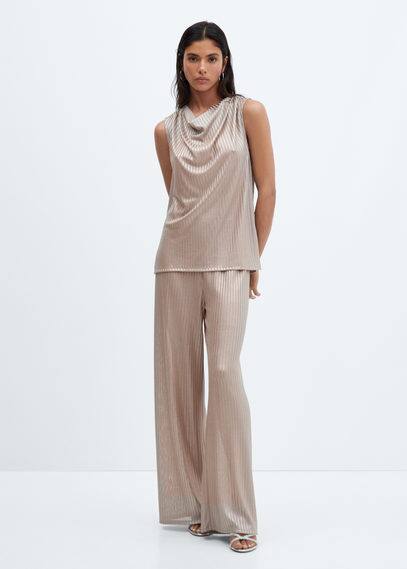 Mango Draped Neckline Top Gold