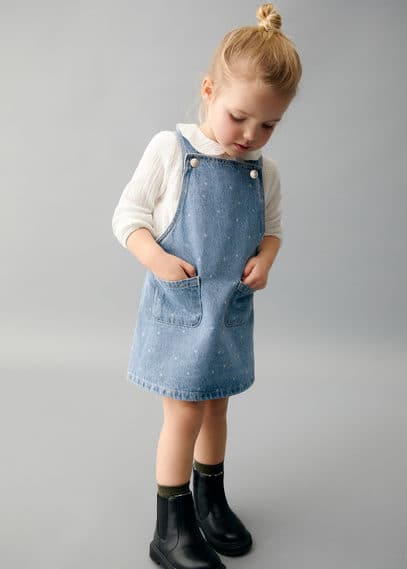 Robe chasuble denim pois