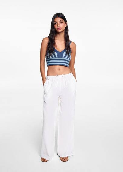 Shop Mango Teen Crochet Crop Top Blue