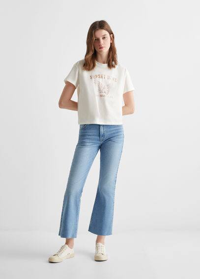 Mango Kids' Printed Message T-shirt Off White