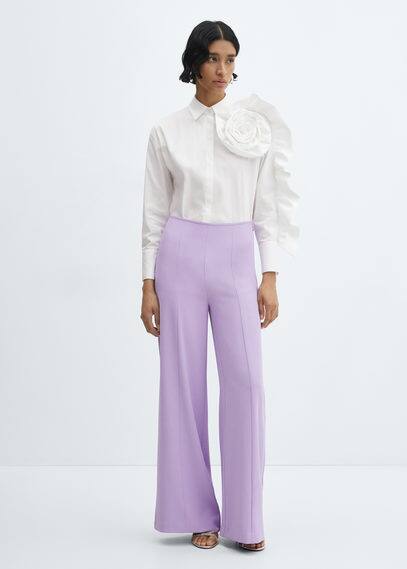 Mango Decorative Seams Trousers Lilac