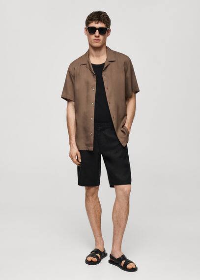 Bermuda slim-fit 100 % lin