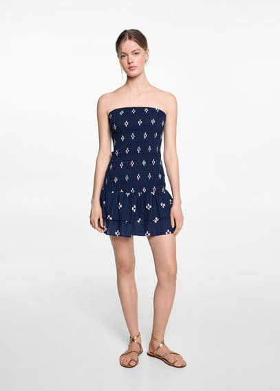 Shop Mango Teen Ruffled Dress Dark Navy