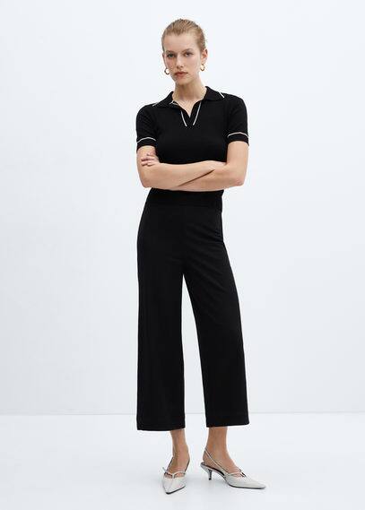 Pantalon crop taille élastique