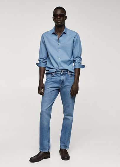 Mango Man Shirt Light Blue