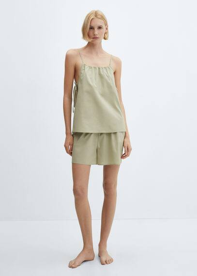 Shop Mango Cotton Pyjama Top Khaki