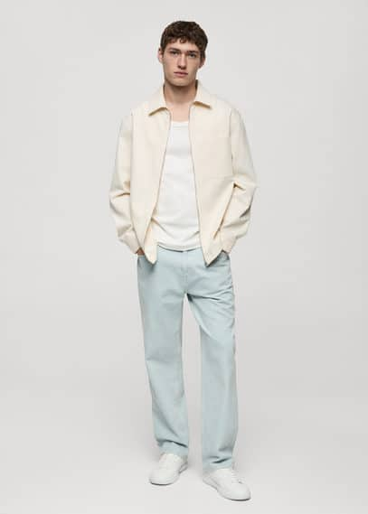 Mango Relaxed Fit Washed Effect Jeans Bleach Blue