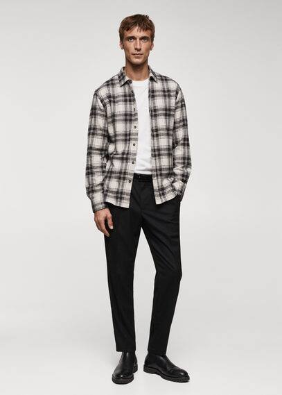 Shop Mango Regular Fit Checked Flannel Shirt White