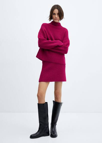 Mango Short Knitted Skirt Purple