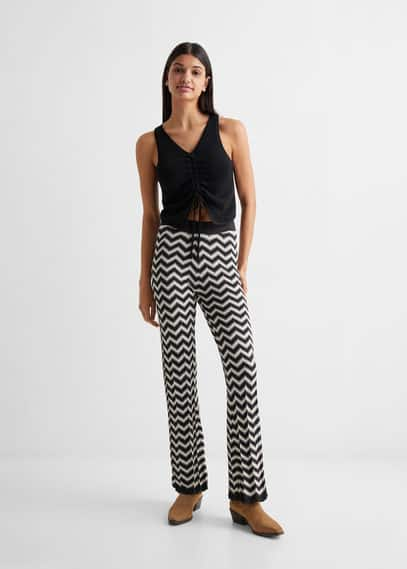 Shop Mango Teen Printed Trousers Black