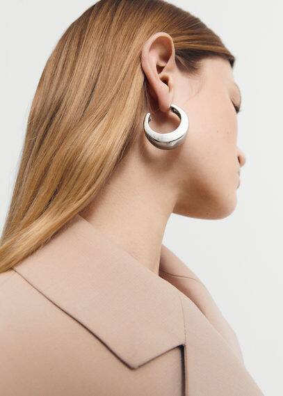 Mango Volume Hoop Earrings Silver