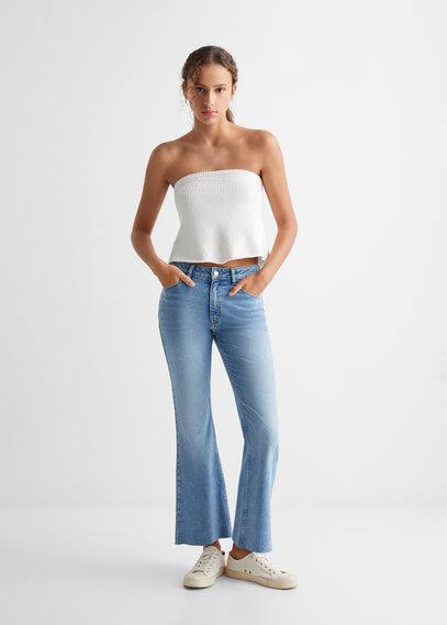 Shop Mango Teen Ponte Bandeau Top Off White