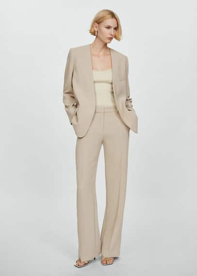 Mango Patterned Suit Blazer Light/pastel Grey