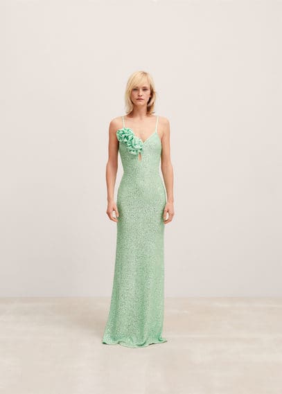 open lace back dress White Pastel Bow Sequin Dress main image 1