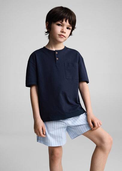 Shop Mango Striped Cotton Short Pajamas Dark Navy In Bleu Marine Foncé