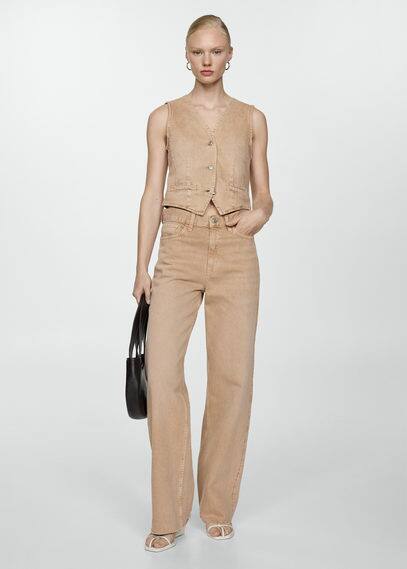 Mango High-waist Wideleg Jeans Sand