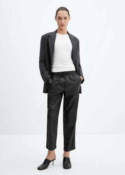 Pantalon taille élastique similicuir