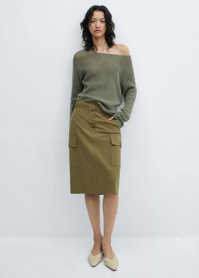 Jupe cargo midi