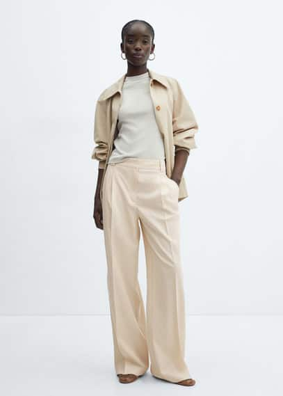 Mango Pantalon Costume Pinces In Beige