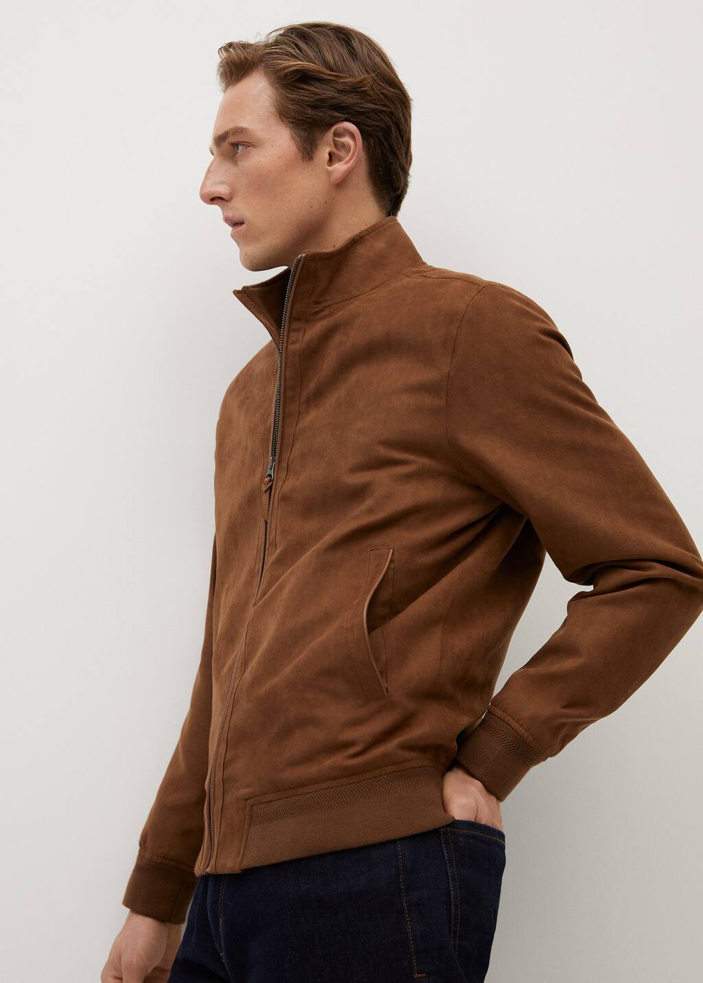 faux suede harrington jacket