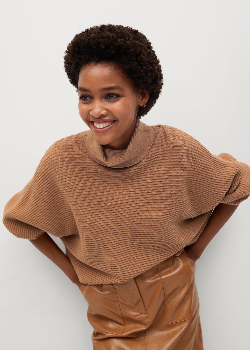 Mango - Turtleneck ribbed sweater