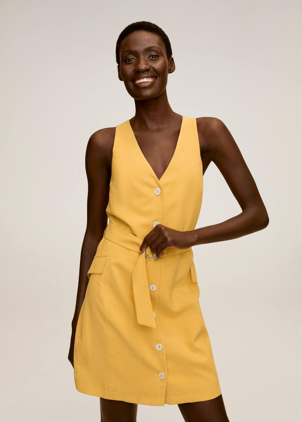 mango buttoned wrap dress