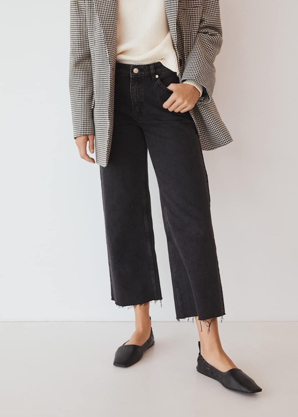 Mid Waist Culotte Jeans Woman Mango Aruba