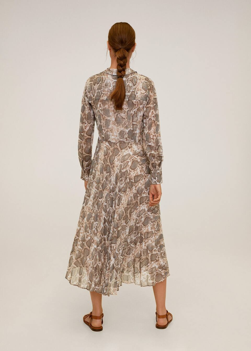 yilan derisi desenli gomlek elbise