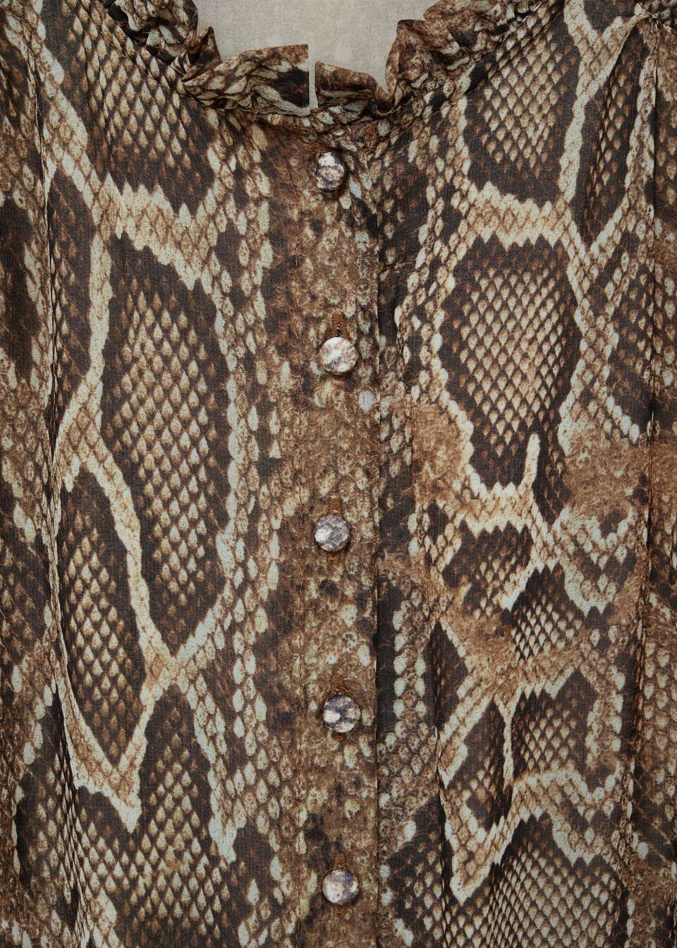 yilan derisi desenli uzun elbise