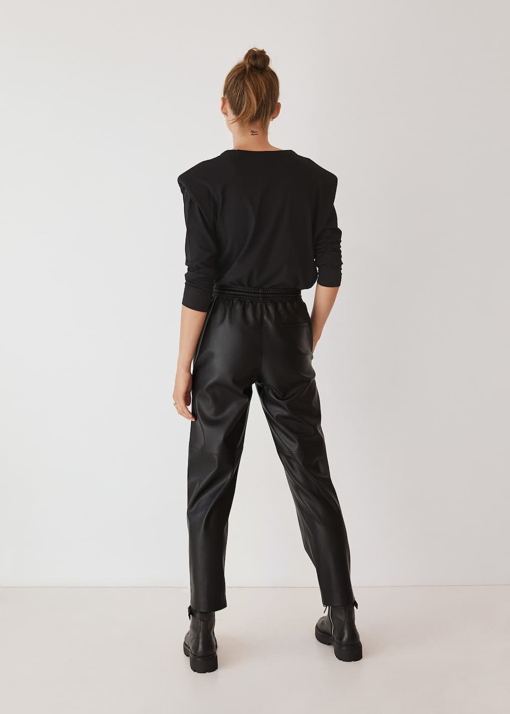 leather effect trousers