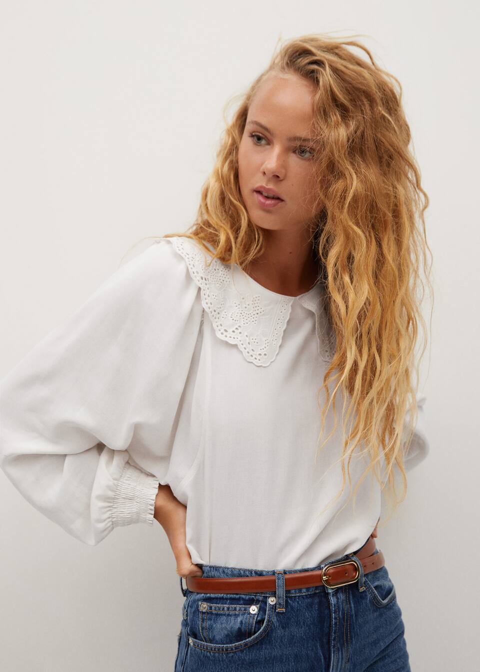 Double Baby Collar Blouse Woman Mango Finland Double Baby Collar Blouse Woman Mango Finland