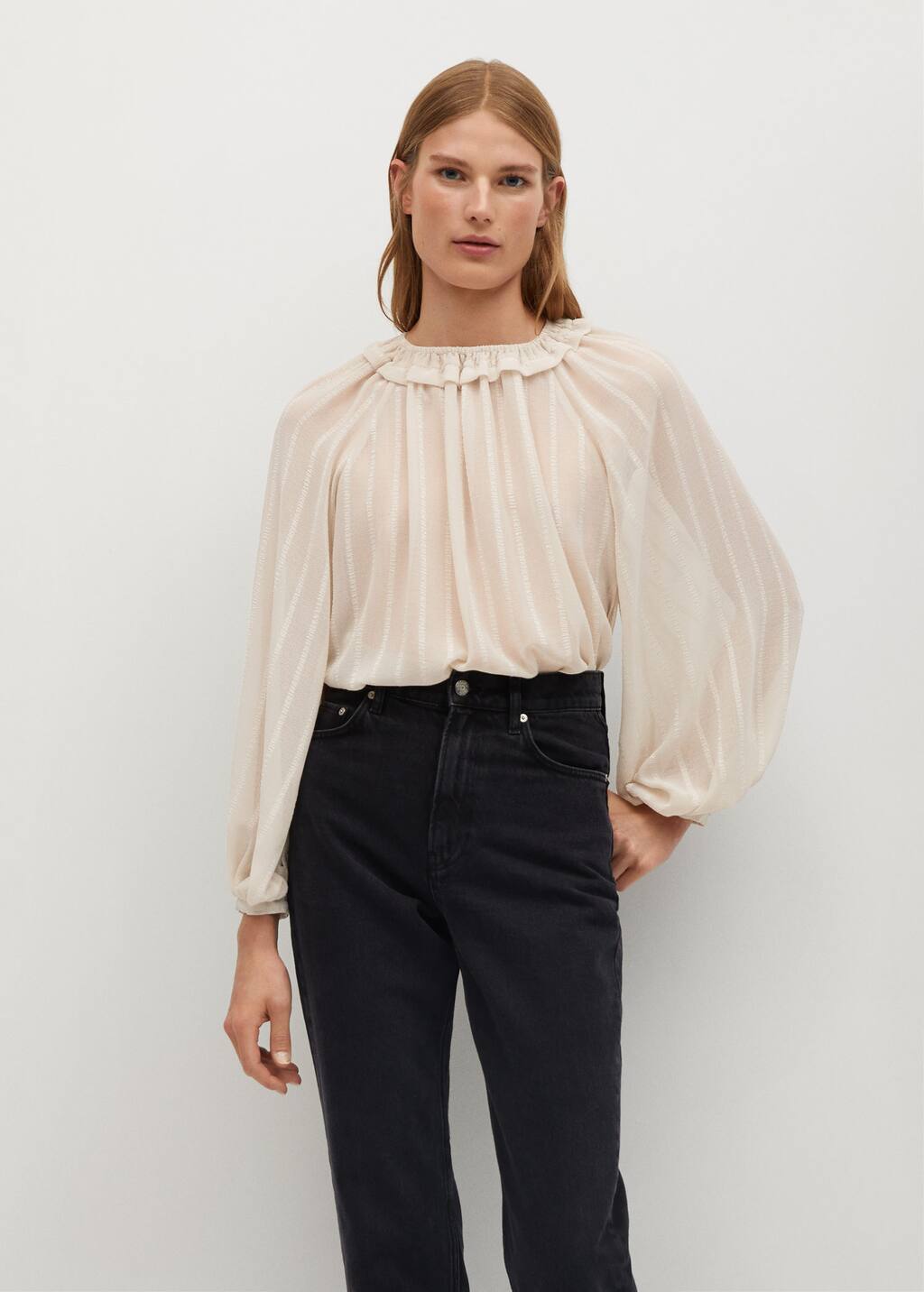 mango textured flowy blouse