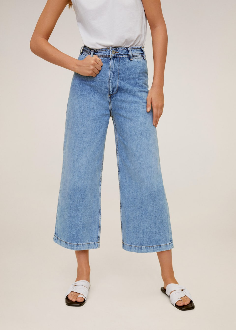 Jeans Culotte High Waist Woman Mango Curacao