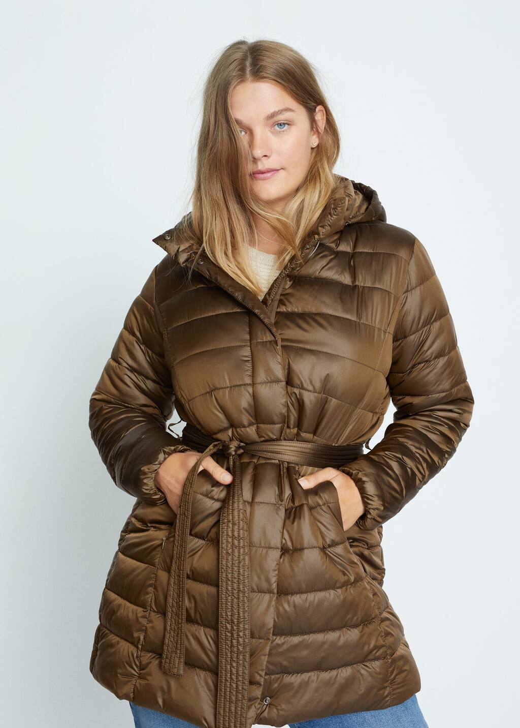 Mango Belt quilted coat 77024383 30