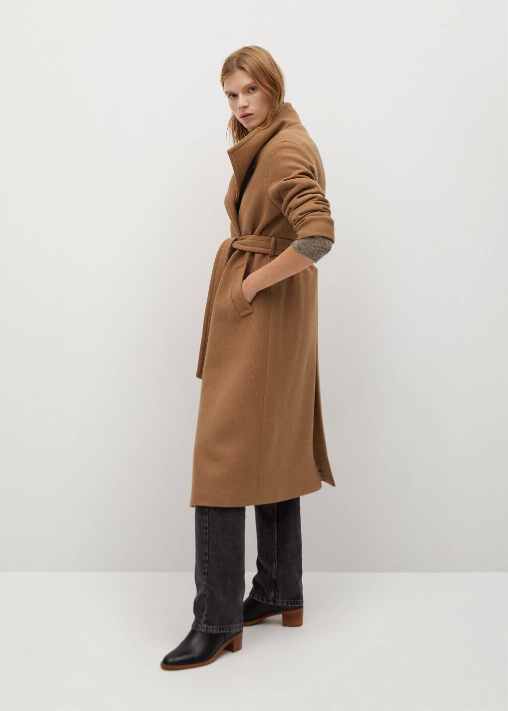 mango wool belted coat
