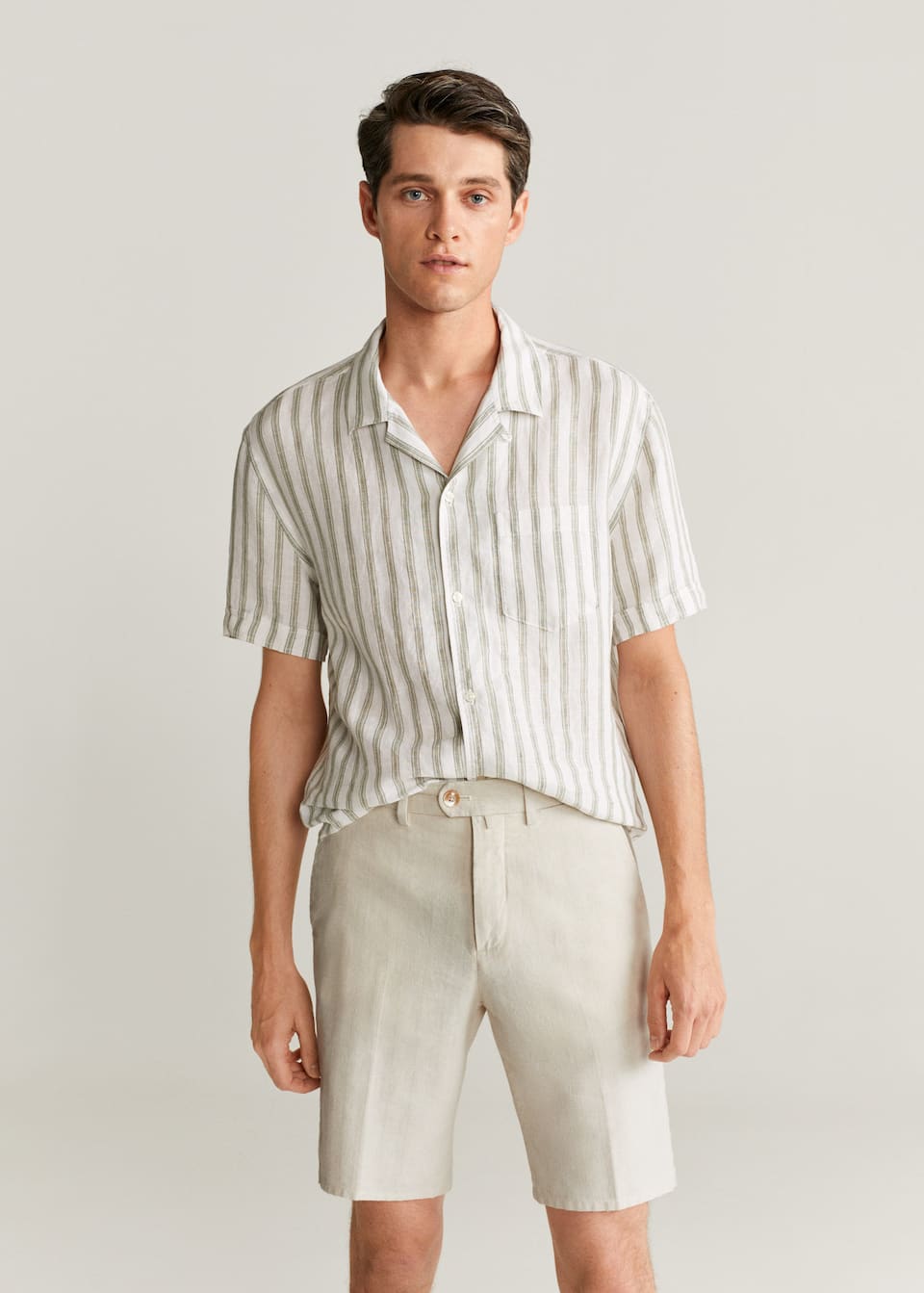 Bermuda Style Chino En Coton Lin Homme Mango Man Luxembourg