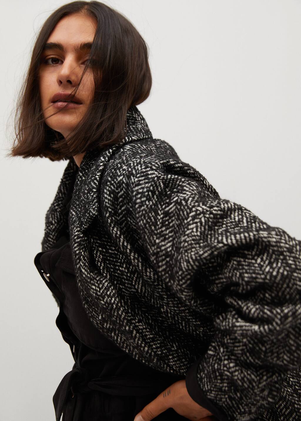 Mango Herringbone doublebreasted coat 77037609 99